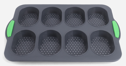 Forma din silicon cu manere pentru chifle, silicon, perforata, 8 compartimente, negru, 34x24cm - similar — Bucatarie si gatit en gros