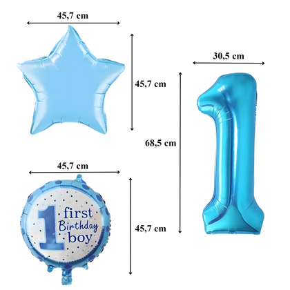 Set 5x Baloane mari pentru prima aniversare, băiat, dimensiuni in imagine — Jucarii, petrecere si divertisment en gros