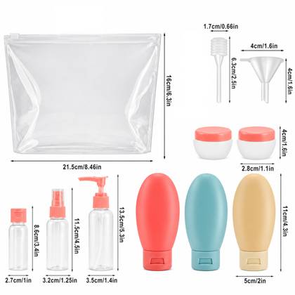 Set de sticle, recipiente pentru cosmetice de călătorie pentru bagaje de avion, 12 buc — Calatorie en gros