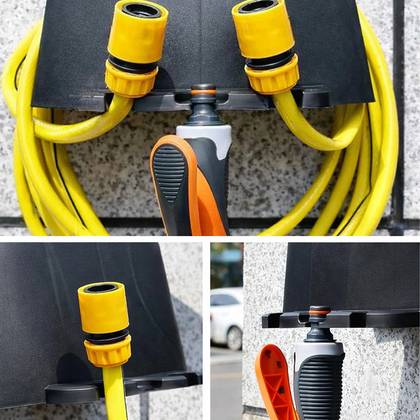 Organizator de furtun de grădină, suport pentru furtun de grădină montat pe perete, conectori pentru agățat furtun de grădină