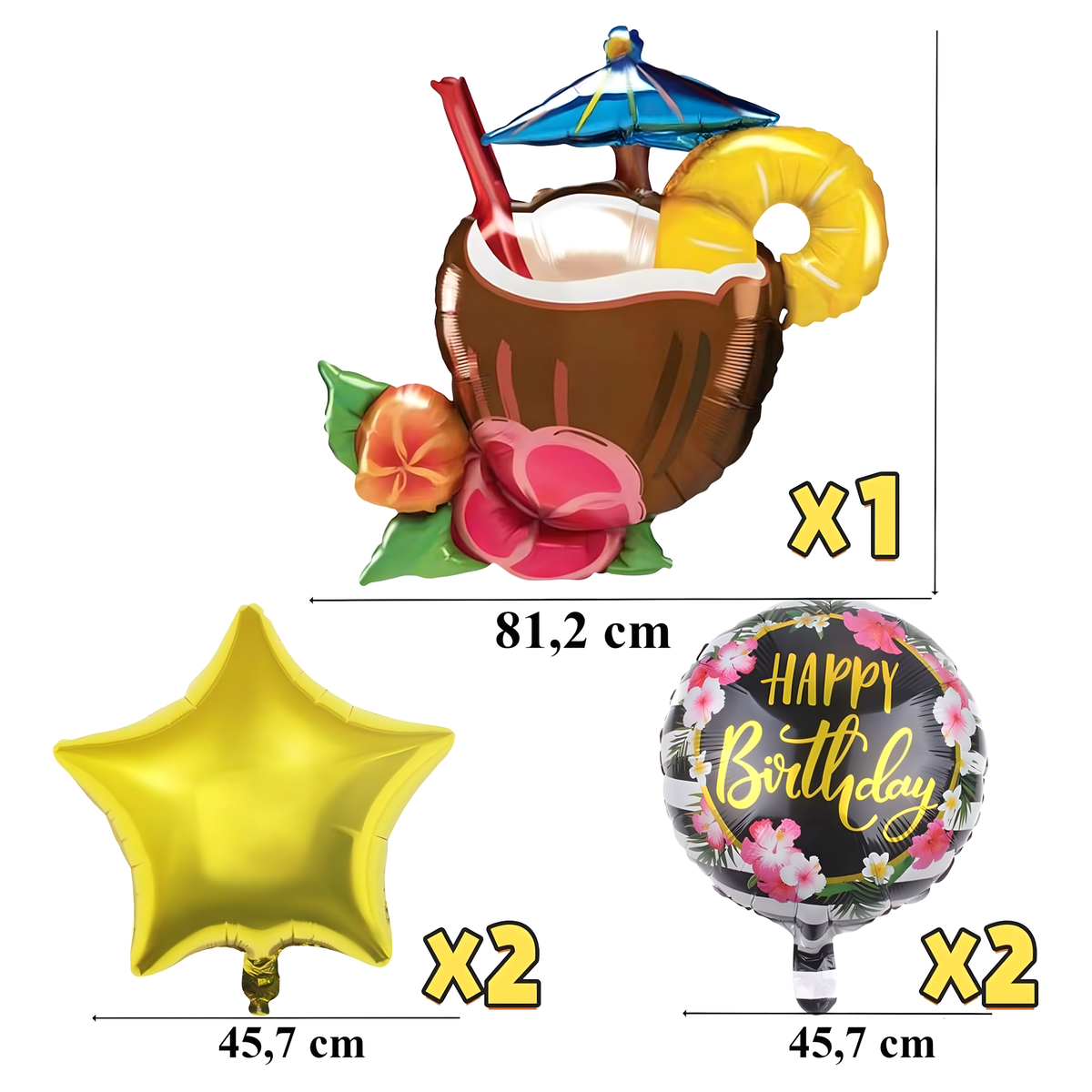 Set 5x baloane mari Aloha Hawaii pentru zile de naștere, petreceri