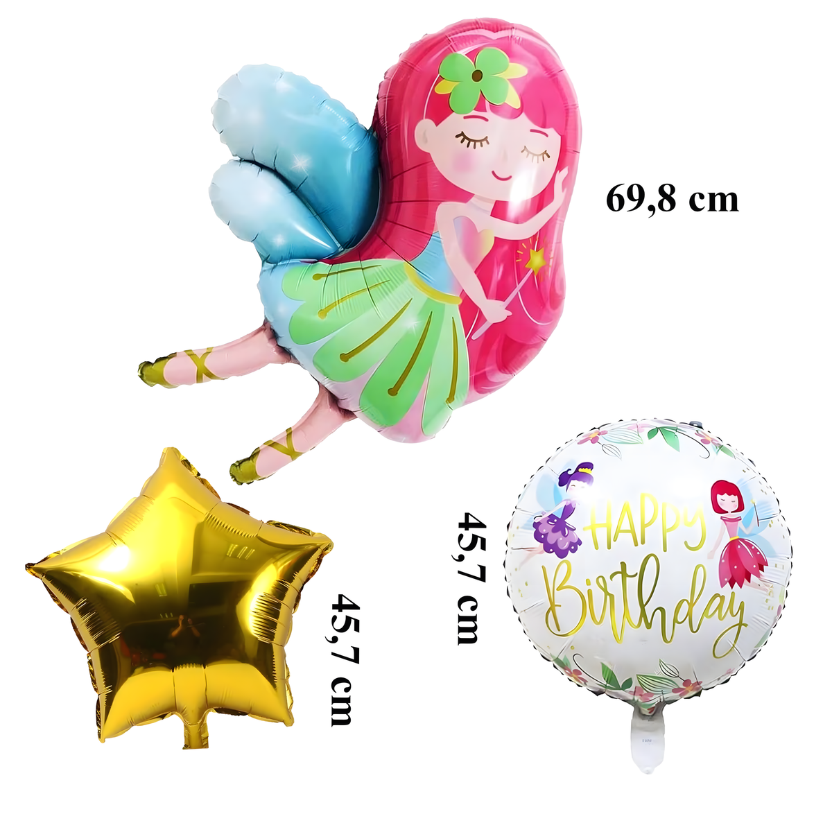 Set 5x baloane mari aniversare cu zâne pentru zile de naștere, petreceri