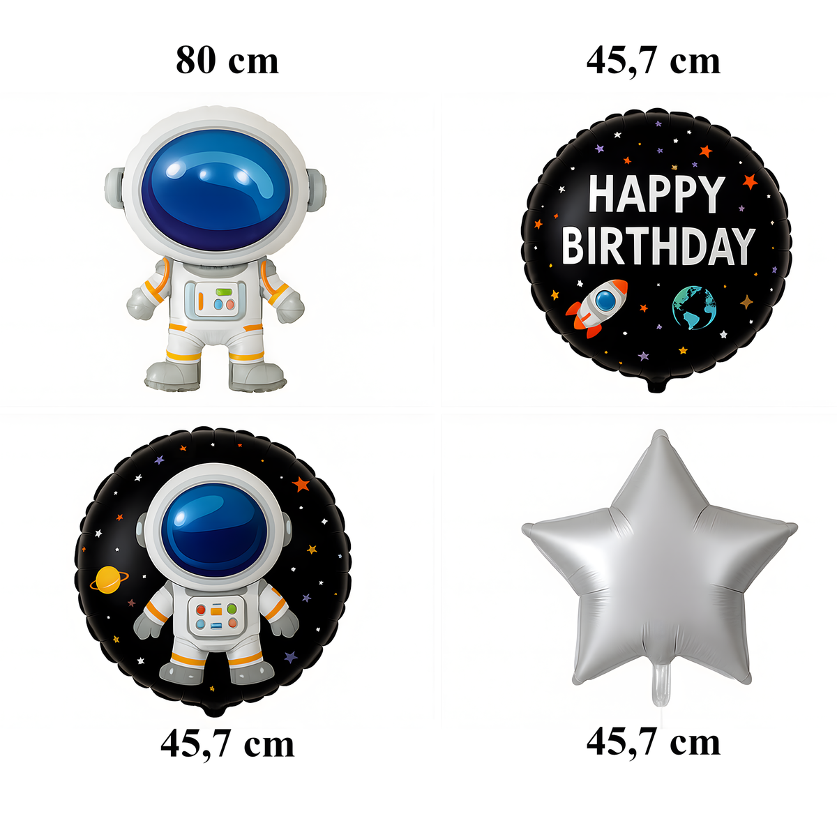 Set 5x baloane mari tematica astronaut spațial, stele, pentru ziua de naștere