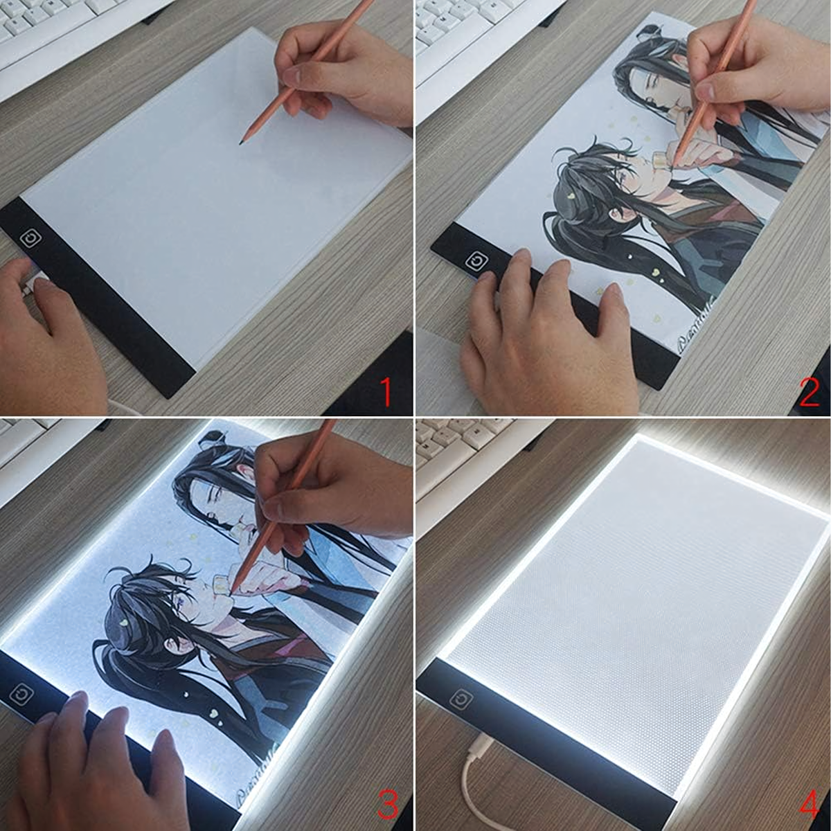 Tabletă grafică A4, tablet de desen, cu lumină LED pentru desen și copiere