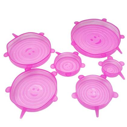 Set de 6 capace universale din silicon alimentar - dimensiuni: 16cm
13cm,
11.5cm,
9.5cm,
8cm,
5.5cm -roz — Bucatarie si gatit en gros