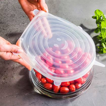 Set de 6 capace universale din silicon alimentar - dimensiuni: 16cm
13cm,
11.5cm,
9.5cm,
8cm,
5.5cm -alb — Bucatarie si gatit en gros