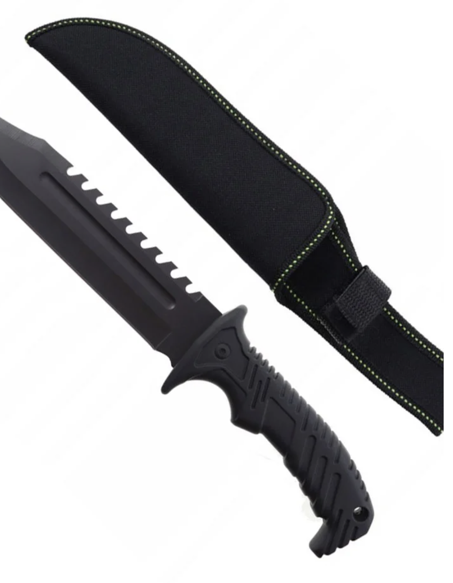 Cuțit tactic de vânătoare militar-lama din oțel inoxidabil -maner pvc+cauciuc ;teaca inclusa - lungime 32 cm