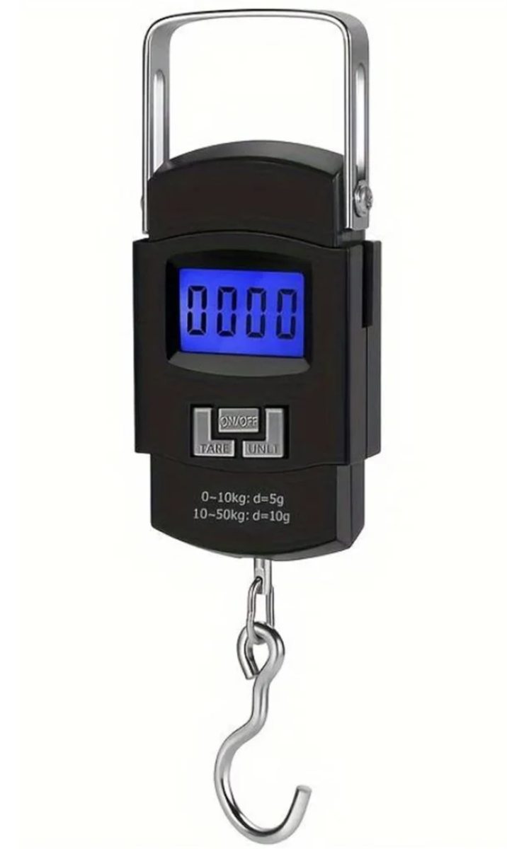 Cantar LCD pentru bagaje si pentru pescuit-kg/lb-tara da- 2x baterii AAA inclus - 12 cm x 5,8 cm x 2,1 cm