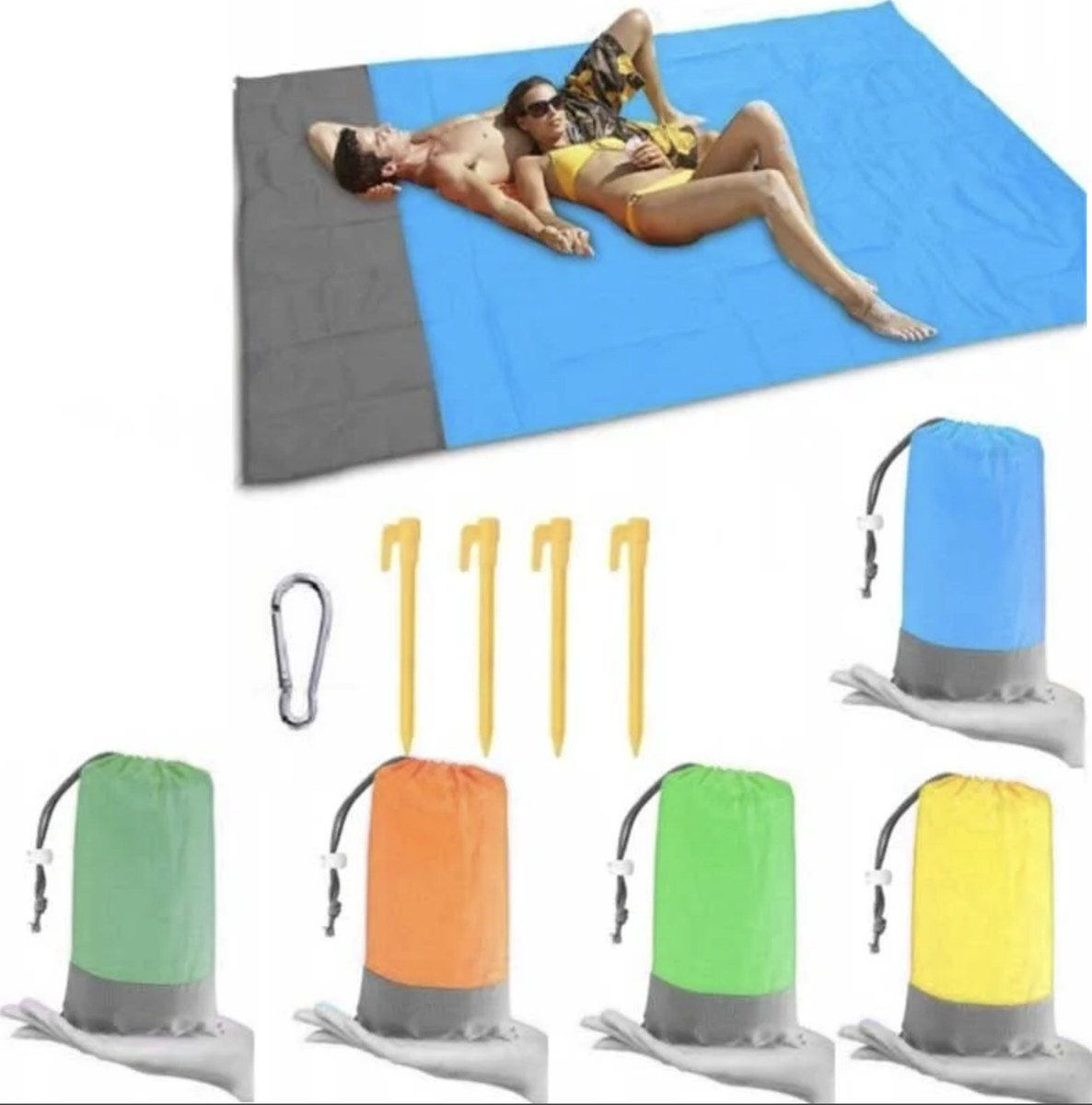 COVRĂȘĂ DE PLAJĂ PICNIC 200×140 cm Impermeabil-Setul Include:
-Pătură
-4 cuie
-Carabinieră
-Cutie